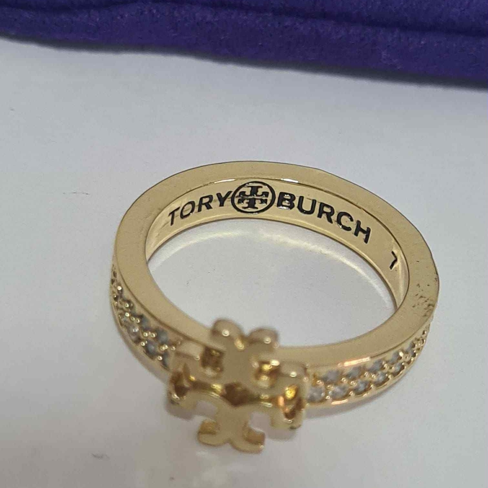 Tory Burch Gold Ring with Crystal Accents